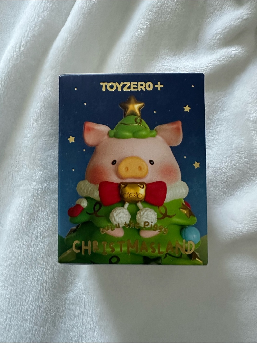 Pink Pig Holiday Figure in Green Outfit with Red Bow